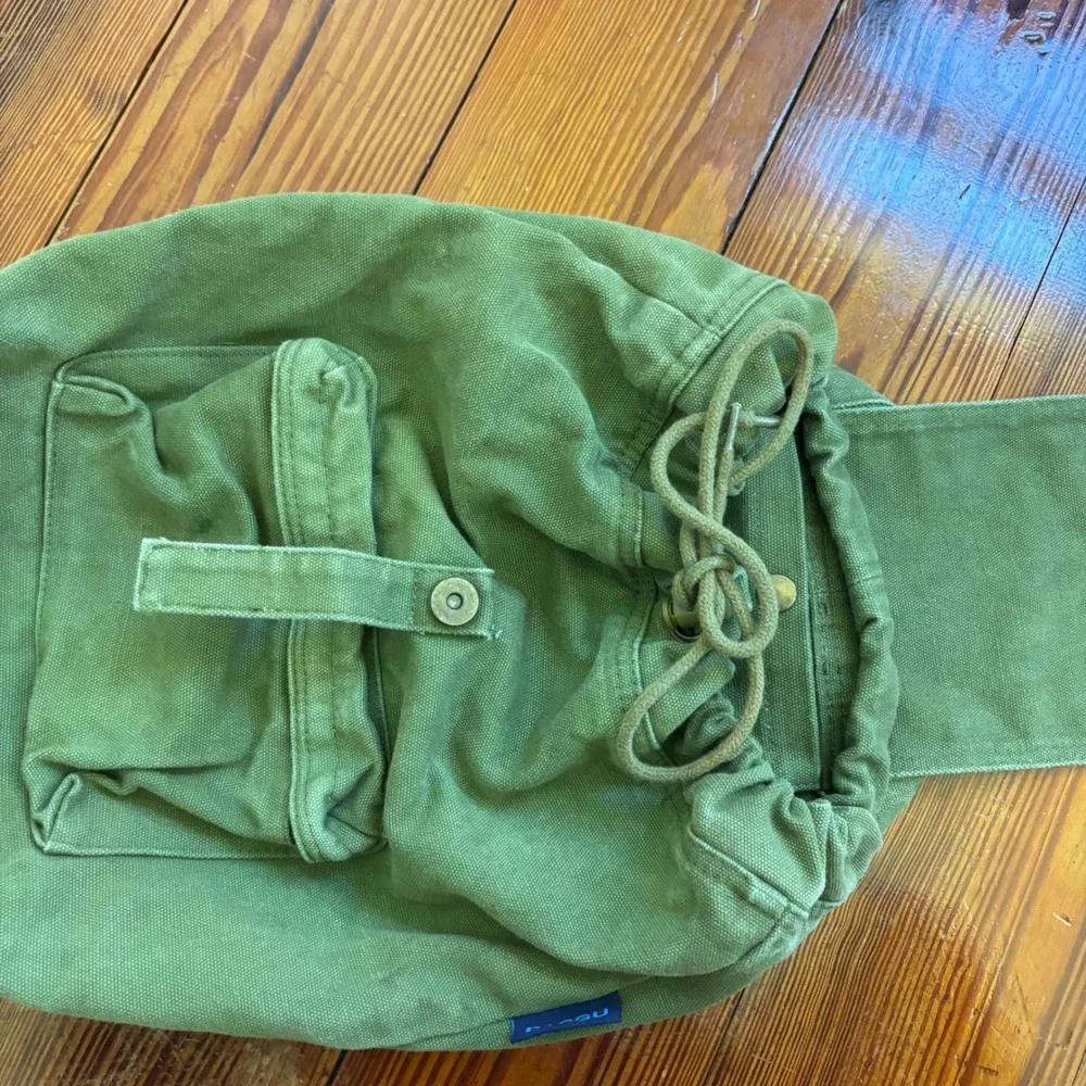 Baggu Canvas Drawstring Backpack Army Green Rucksack